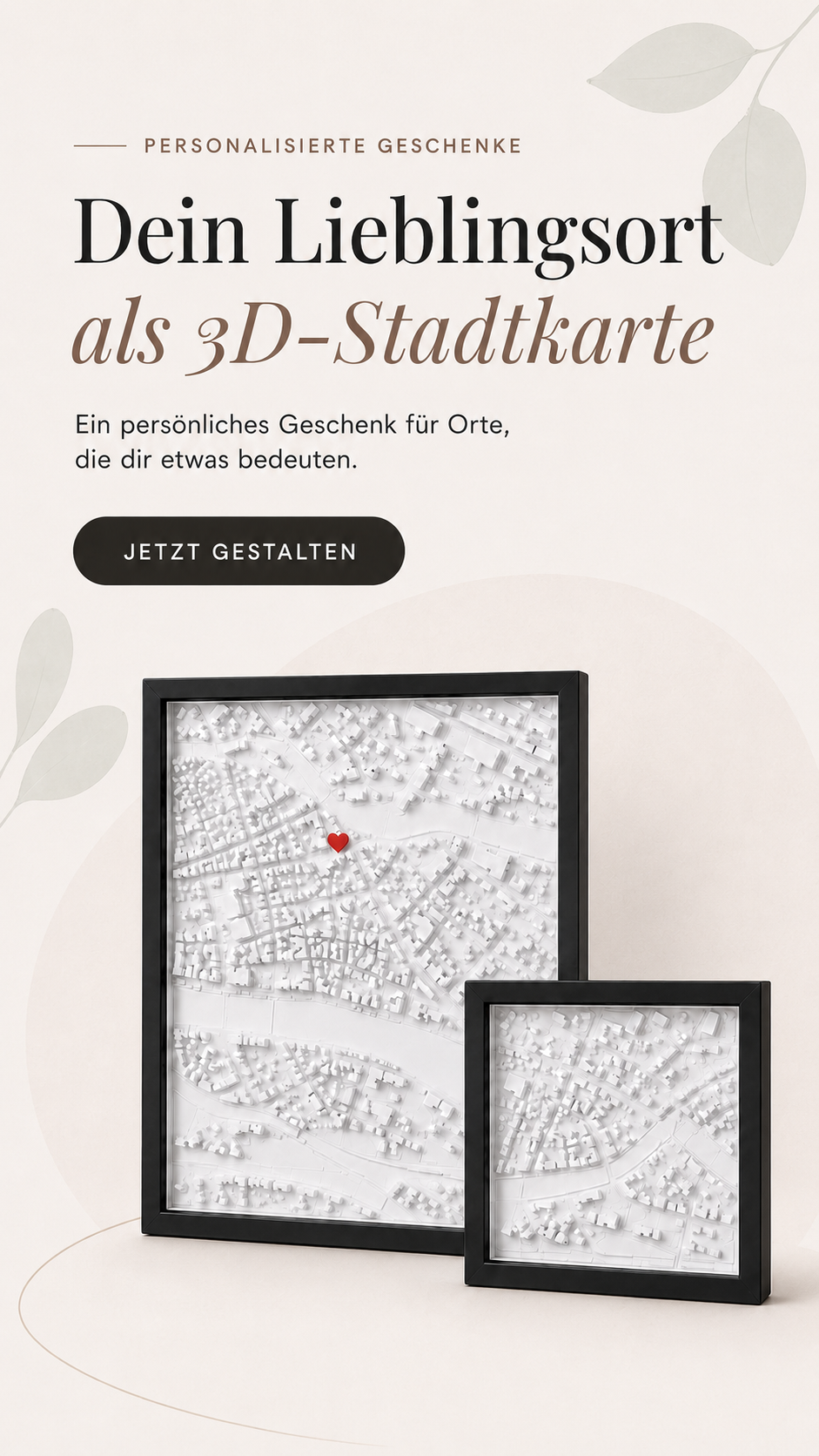 Dein Lieblingsort als 3D-Stadtkarte – personalisiertes Geschenk