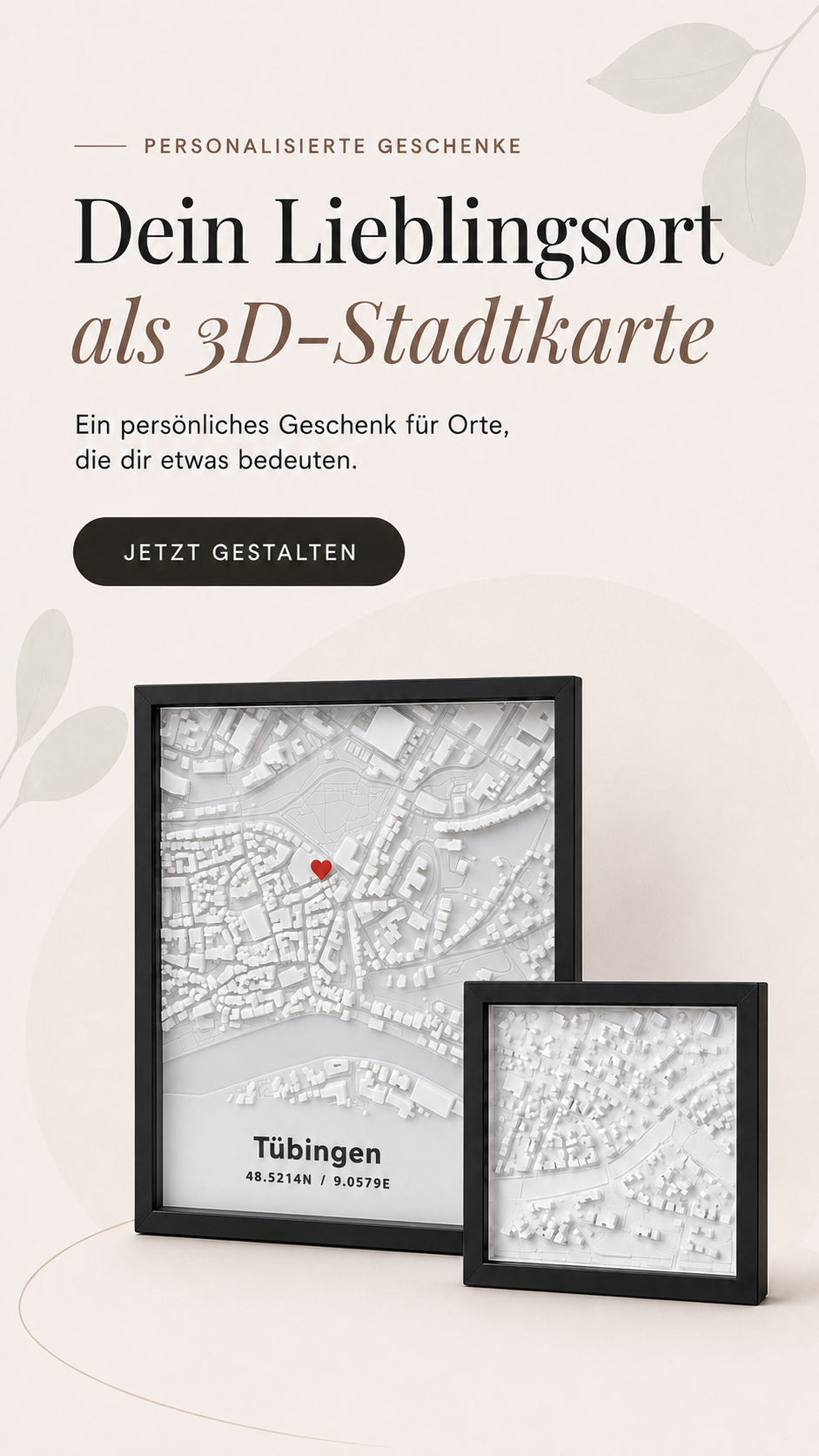 Dein Lieblingsort als 3D-Stadtkarte – personalisiertes Geschenk
