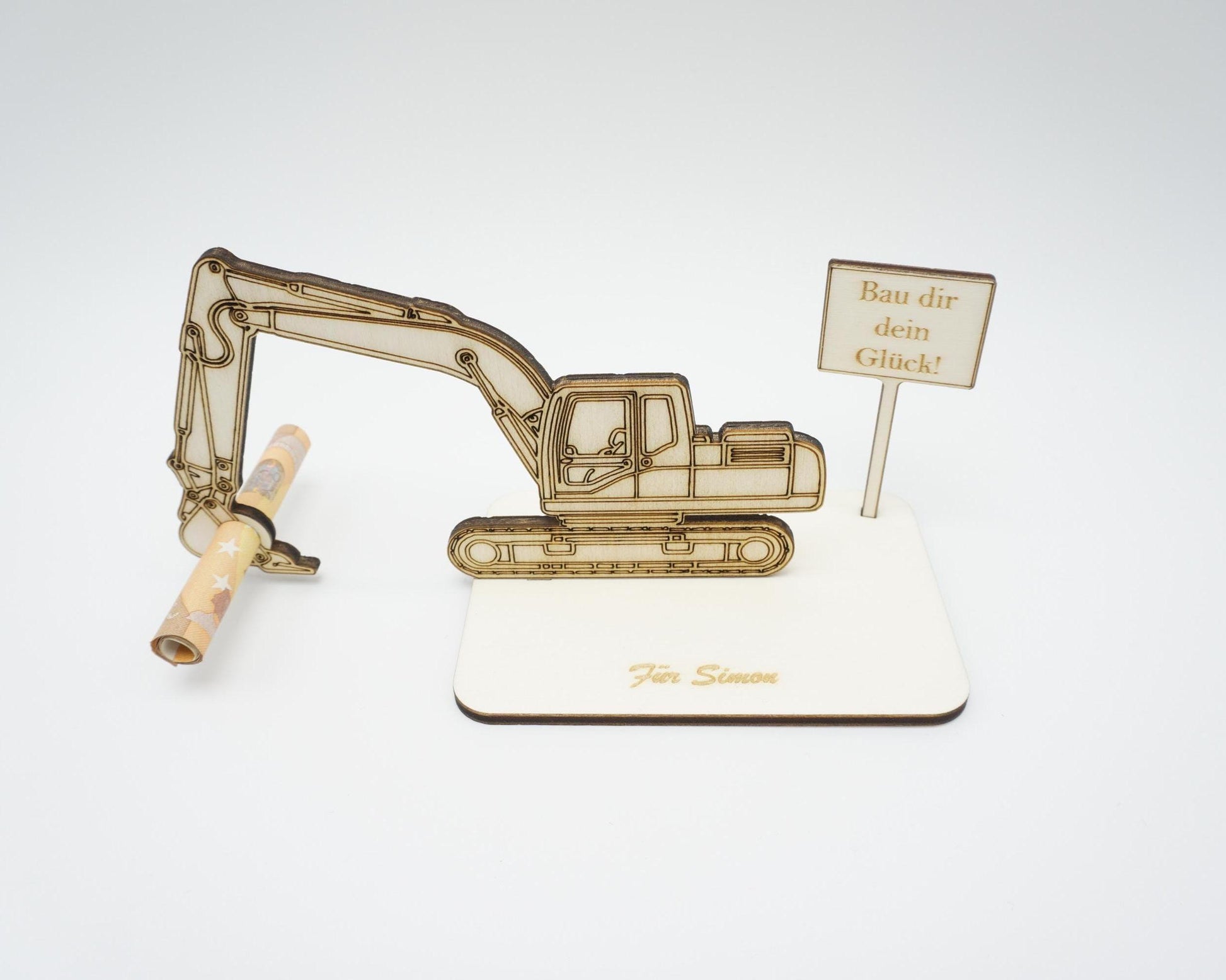 Bagger Geschenk Holz modern minimalistisch