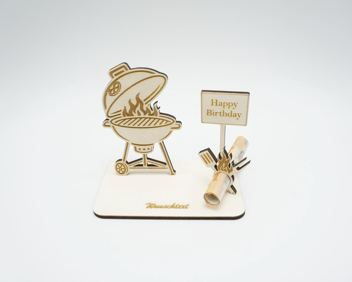 Modernes Geldgeschenk mit Grillmotiv und Wunschtext