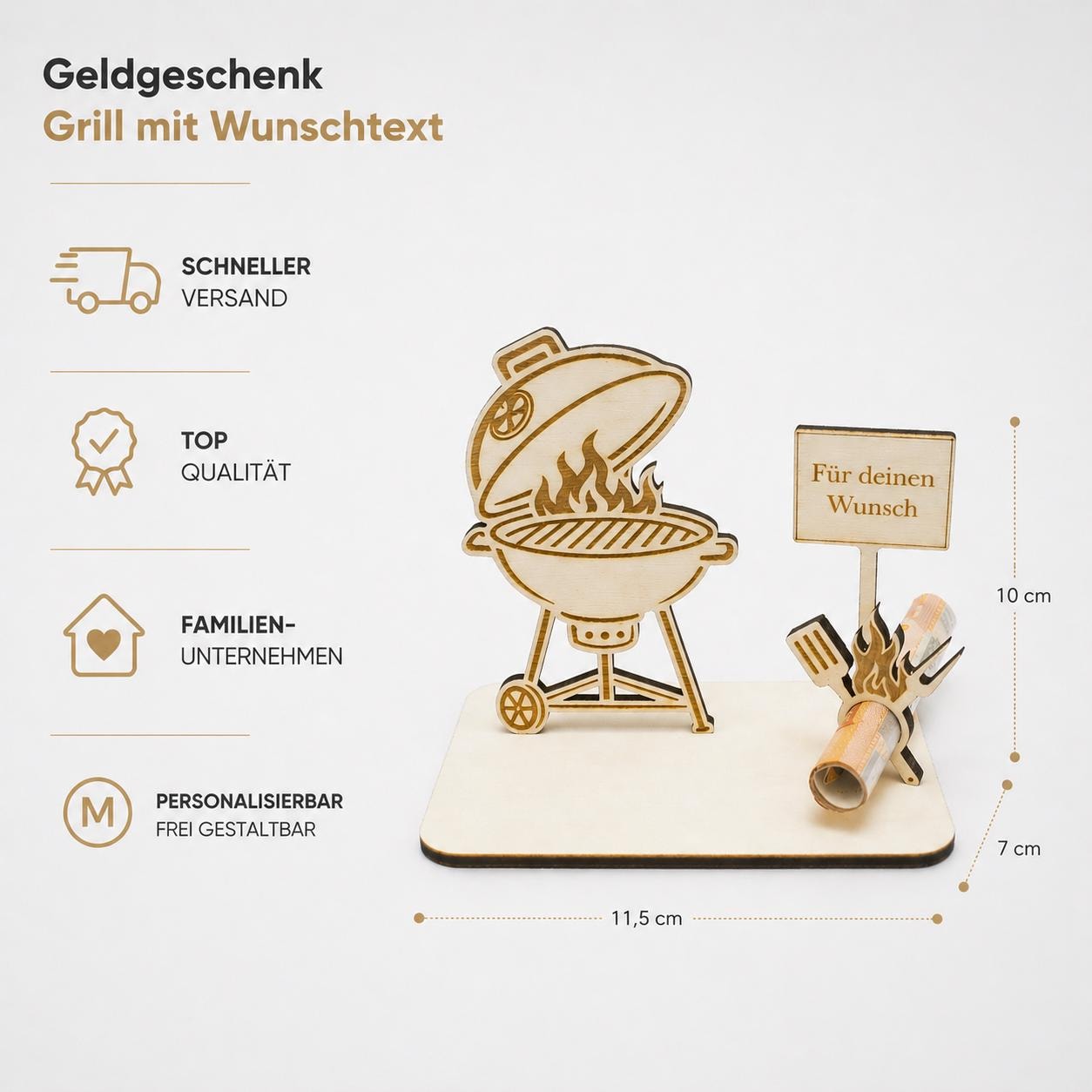 Grill Geschenkidee für Männer mit Geldschein Halterung