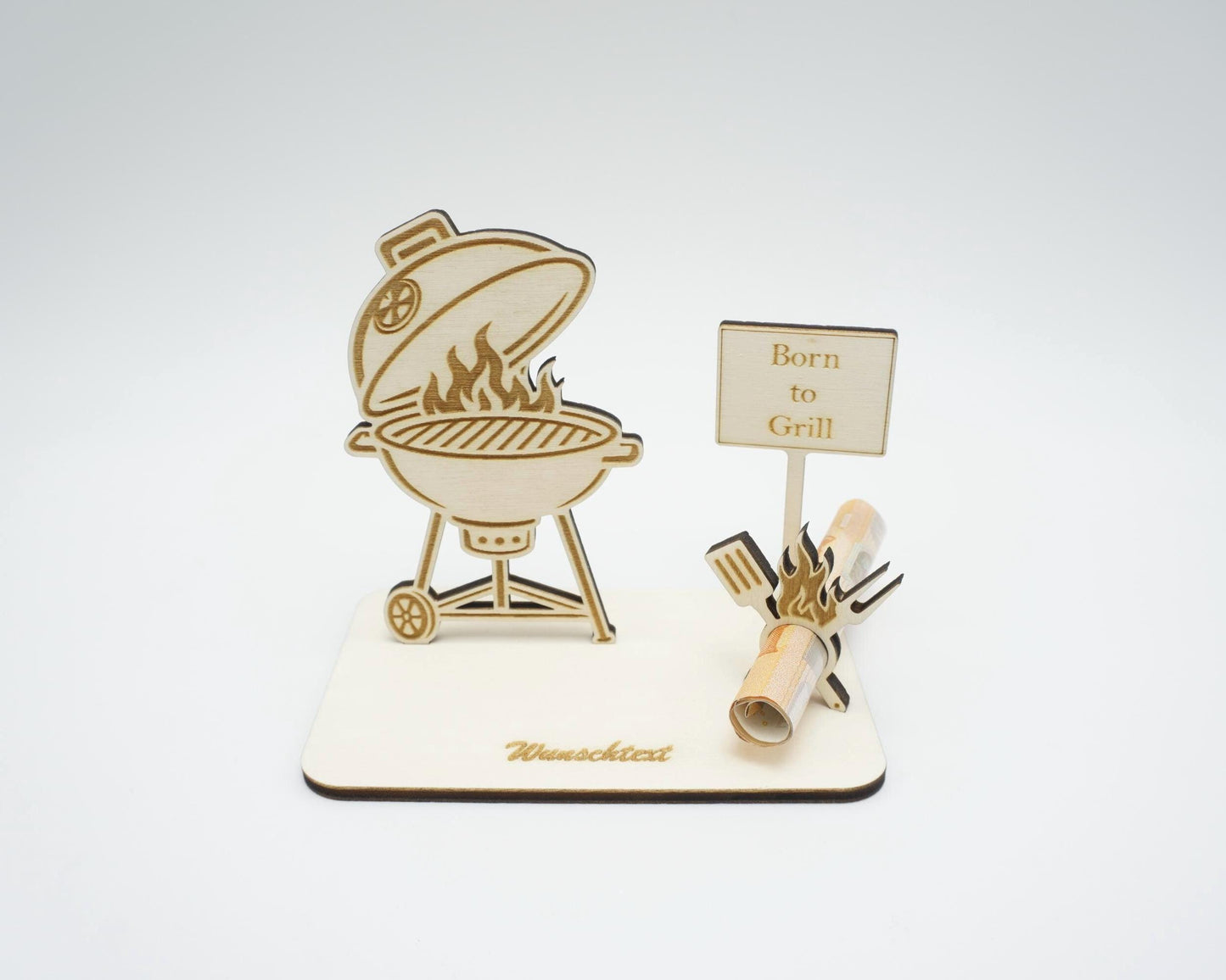 Geldgeschenk für Grillparty Mitbringsel Holz