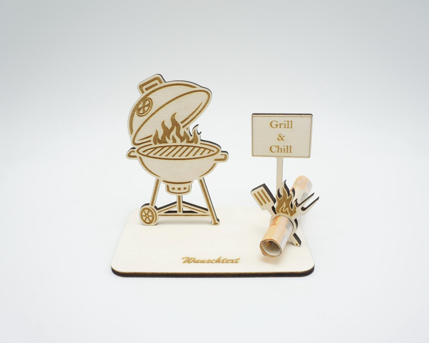 Personalisierbares Geschenk Grill aus Hol