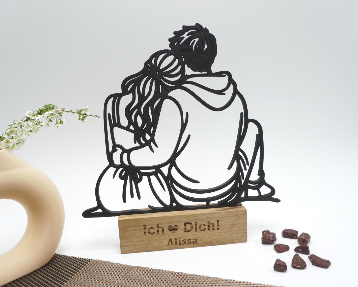 Line Art Herz Deko mit Gravur Geschenk für Paare