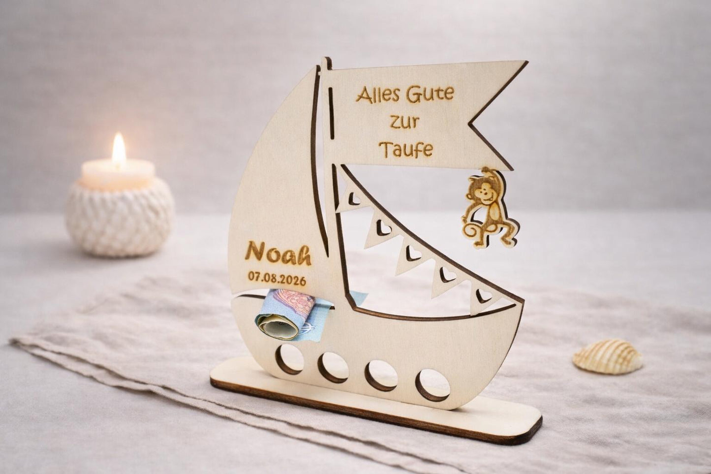 Geschenk zur Taufe Segelboot Geldgeschenk Kind