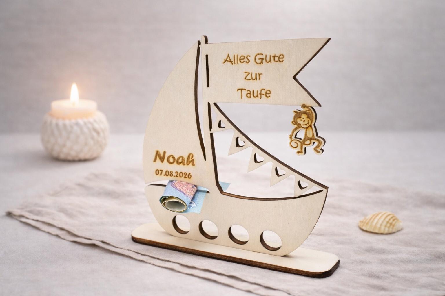 Geschenk zur Taufe Segelboot Geldgeschenk Kind