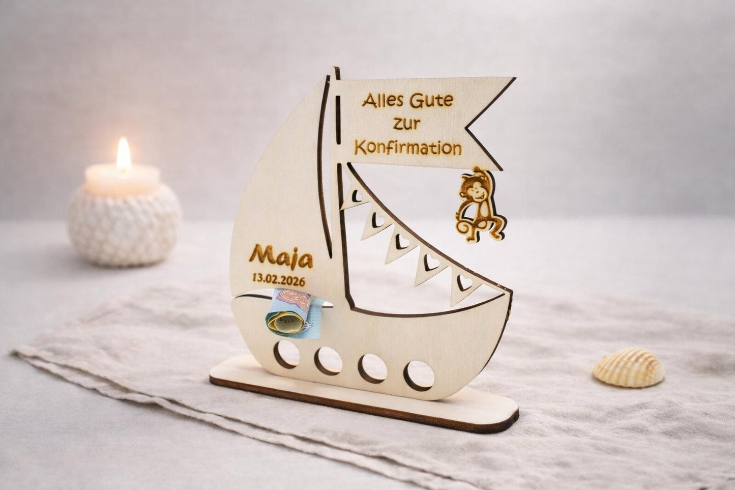 Geschenk Konfirmation Holz Geldgeschenk Segelboot
