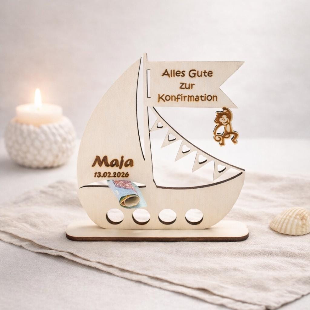personalisiertes Geldgeschenk Konfirmation Holz Geschenk