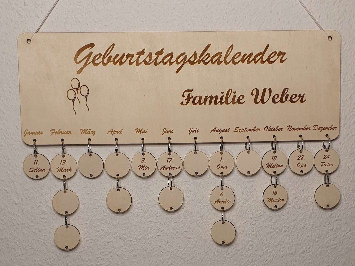 Geburtstagskalender - Personalisierbar