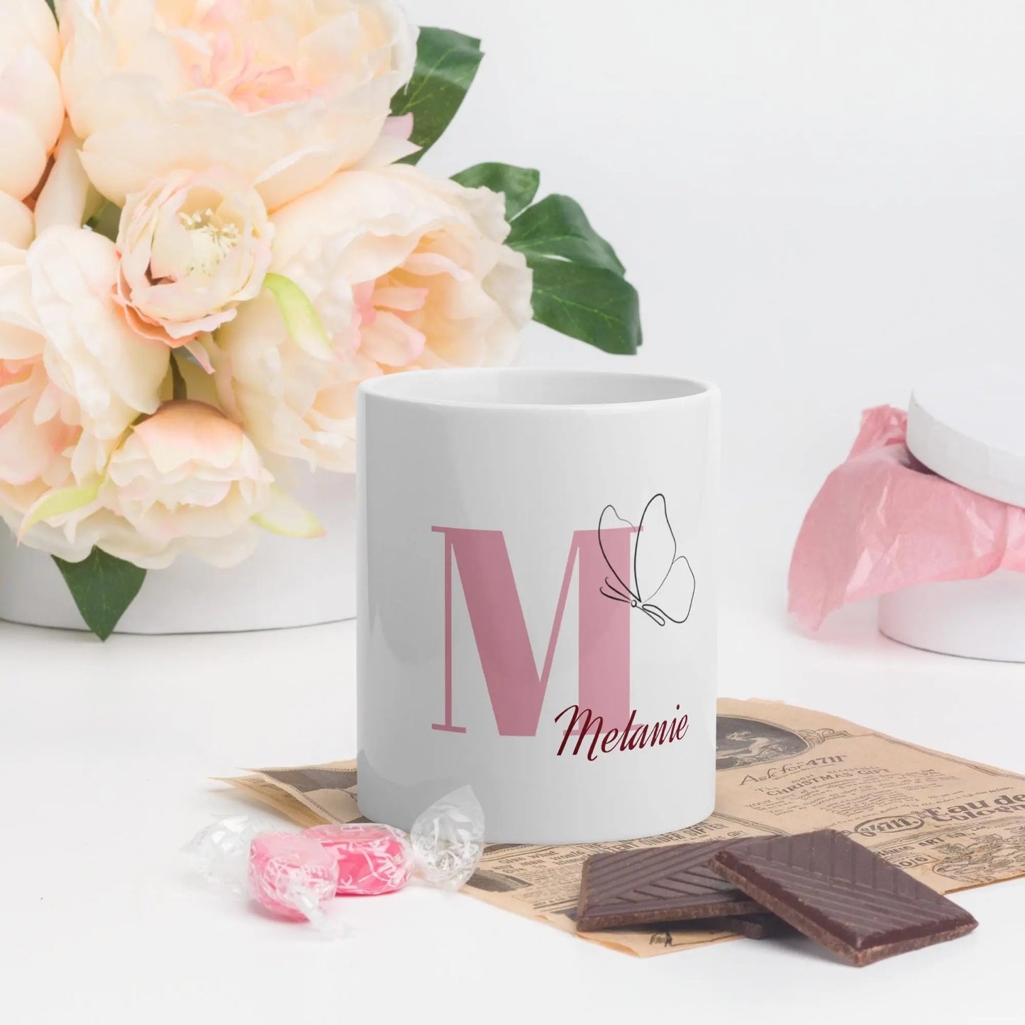 Personalisierte Tasse mit Initial & Name KreativoBasteln