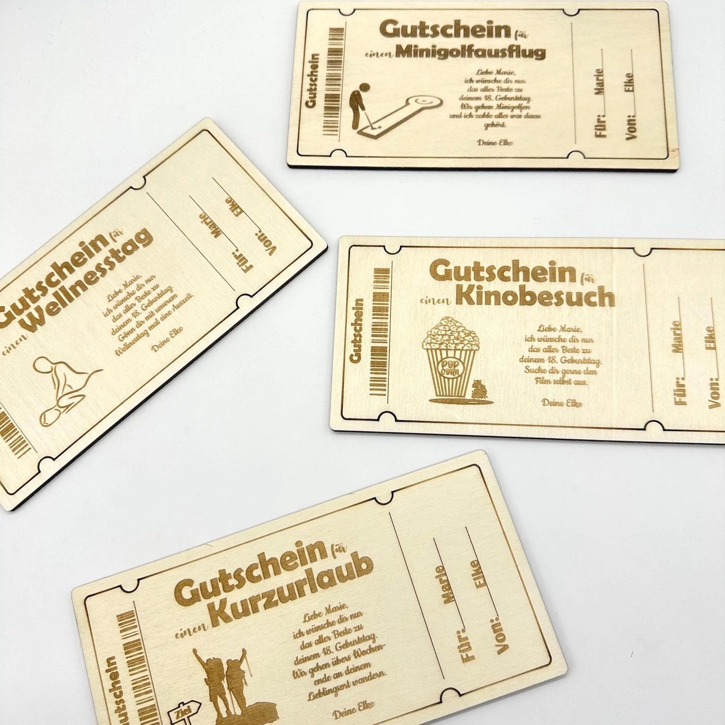 Holzgutschein für einen Kinobesuch KreativoBasteln