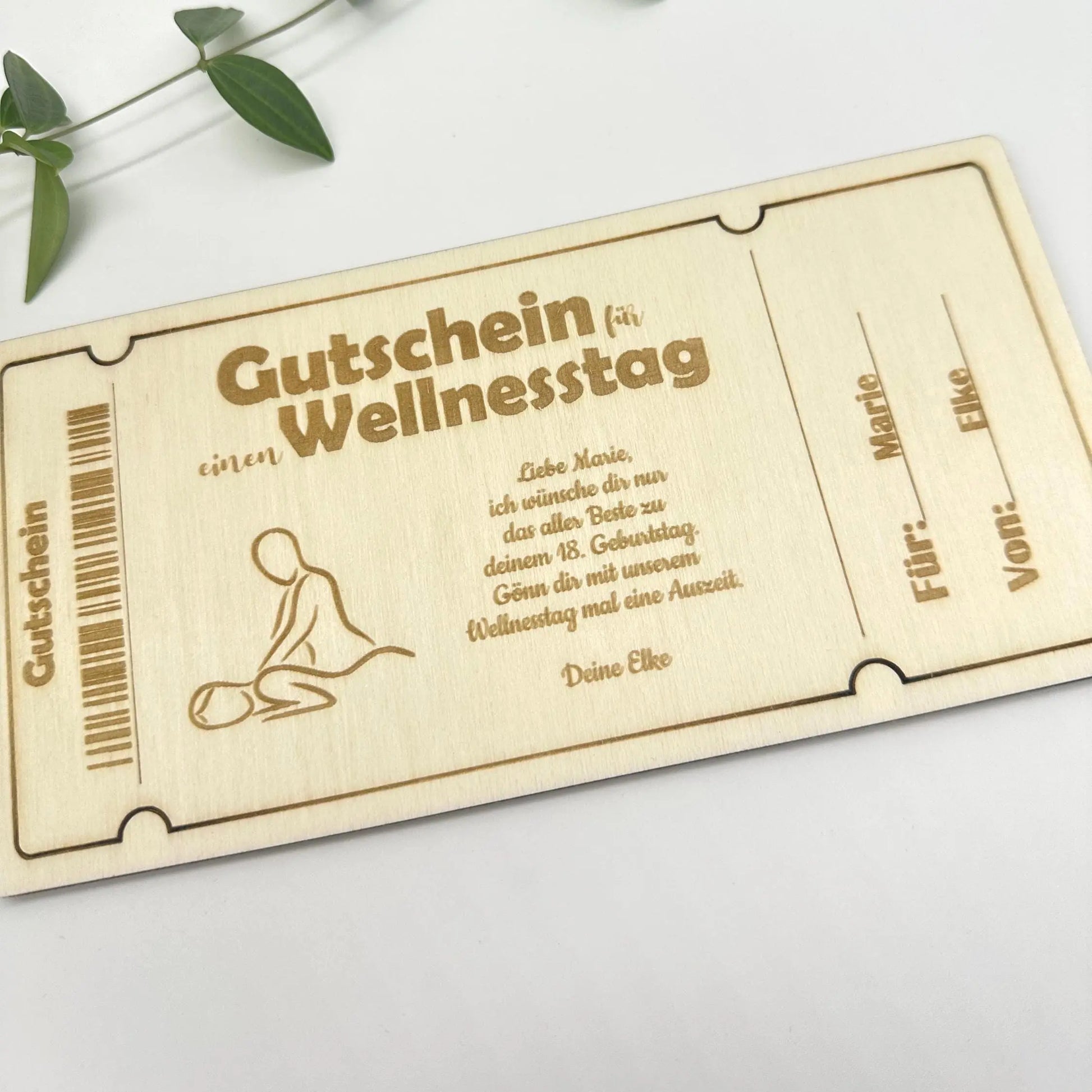 Holzgutschein Wellnesstag KreativoBasteln