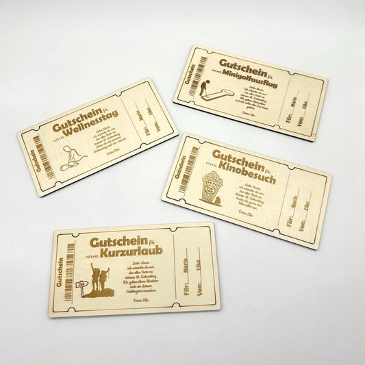 Voll personalisierbarer Holzgutschein KreativoBasteln