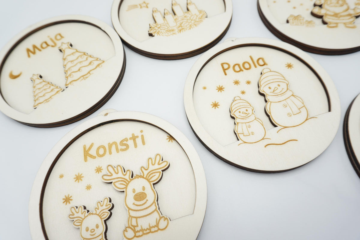 Weihnachtsanhänger mit Namen – 6 Motive