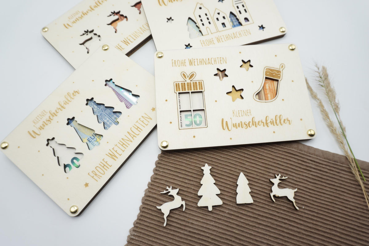 Weihnachts-Wunscherfüller aus Holz – 4 Motive