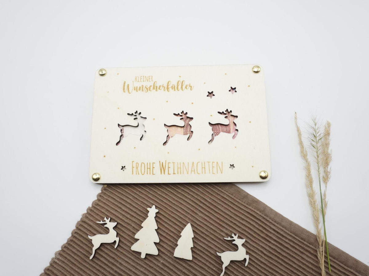Weihnachts-Wunscherfüller aus Holz – Rentiere