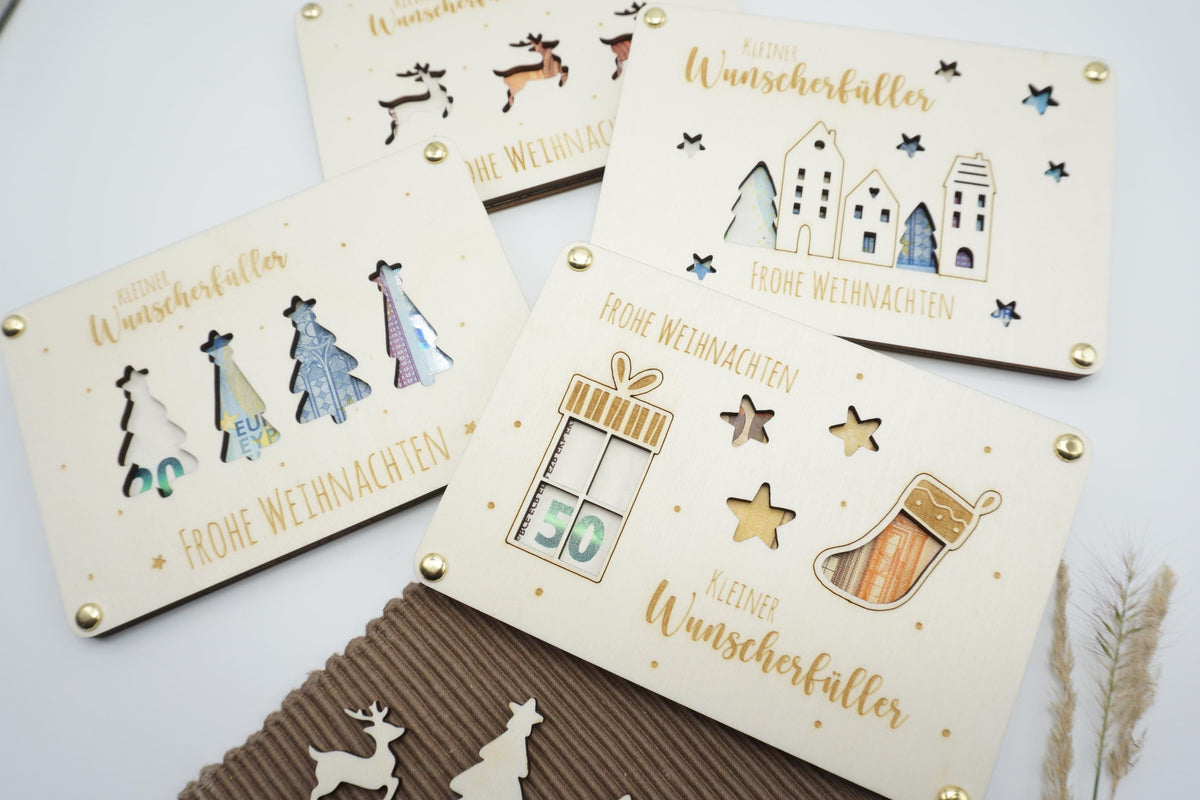 Weihnachts-Wunscherfüller aus Holz – 4 Motive