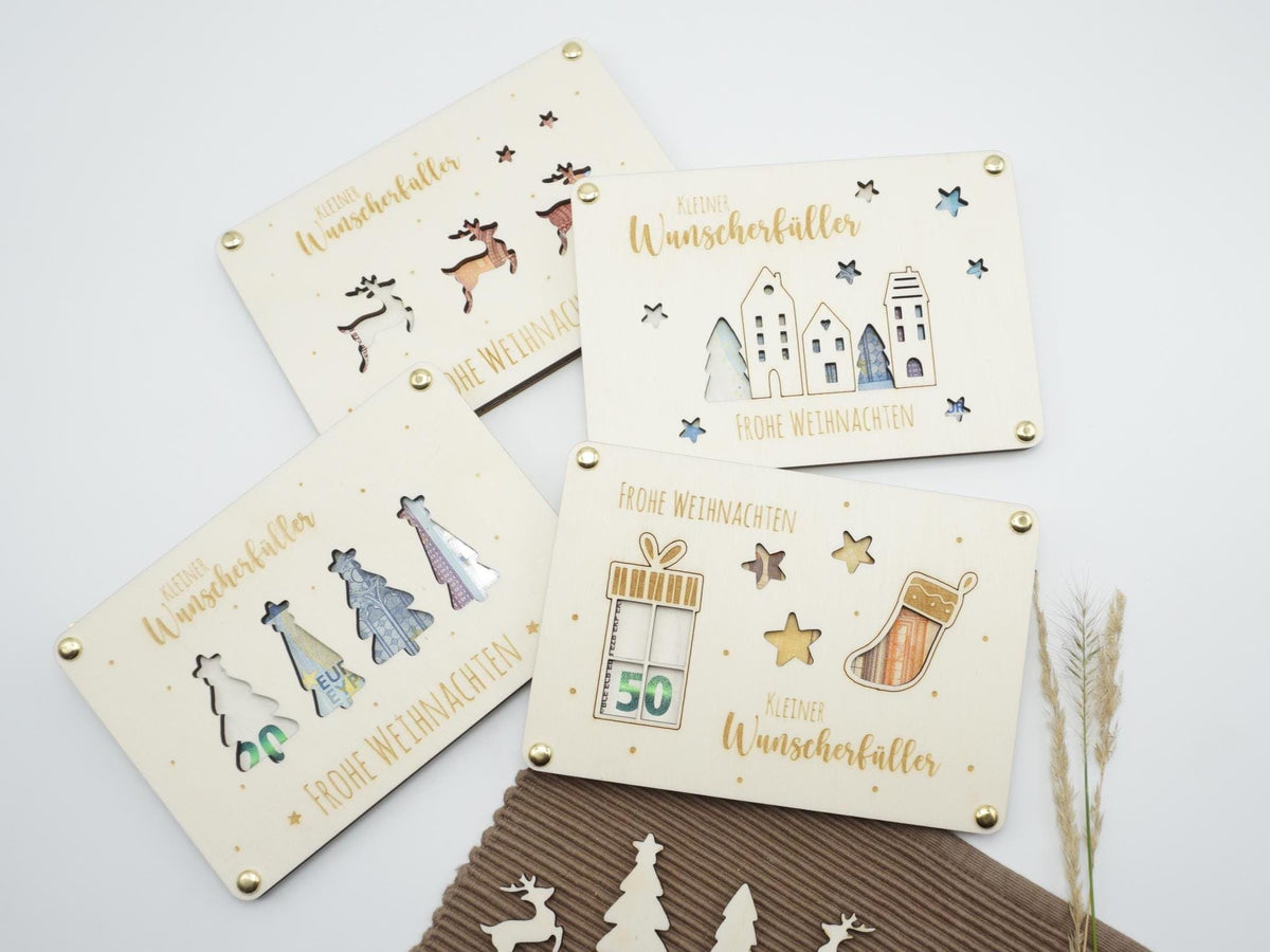 Weihnachts-Wunscherfüller aus Holz – 4 Motive