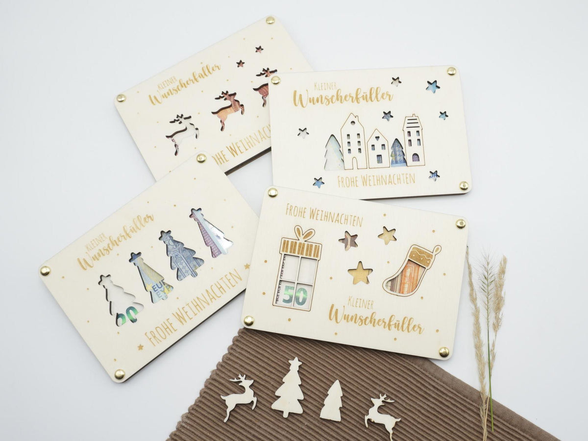 Weihnachts-Wunscherfüller aus Holz – 4 Motive