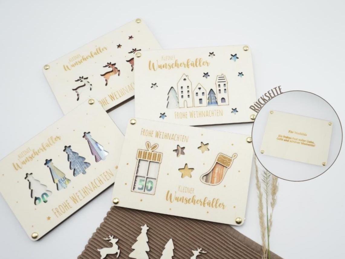 Weihnachts-Wunscherfüller aus Holz – 4 Motive