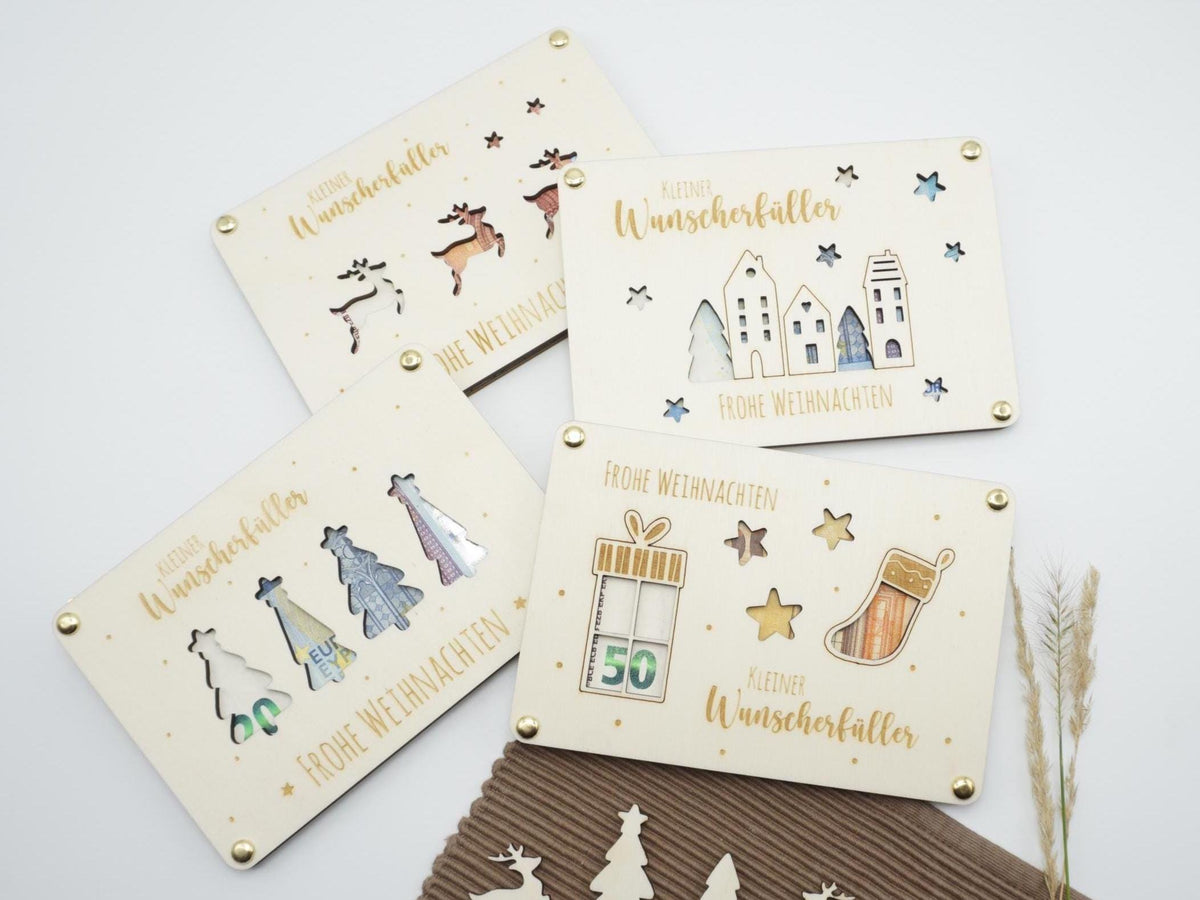 Weihnachts-Wunscherfüller aus Holz – 4 Motive