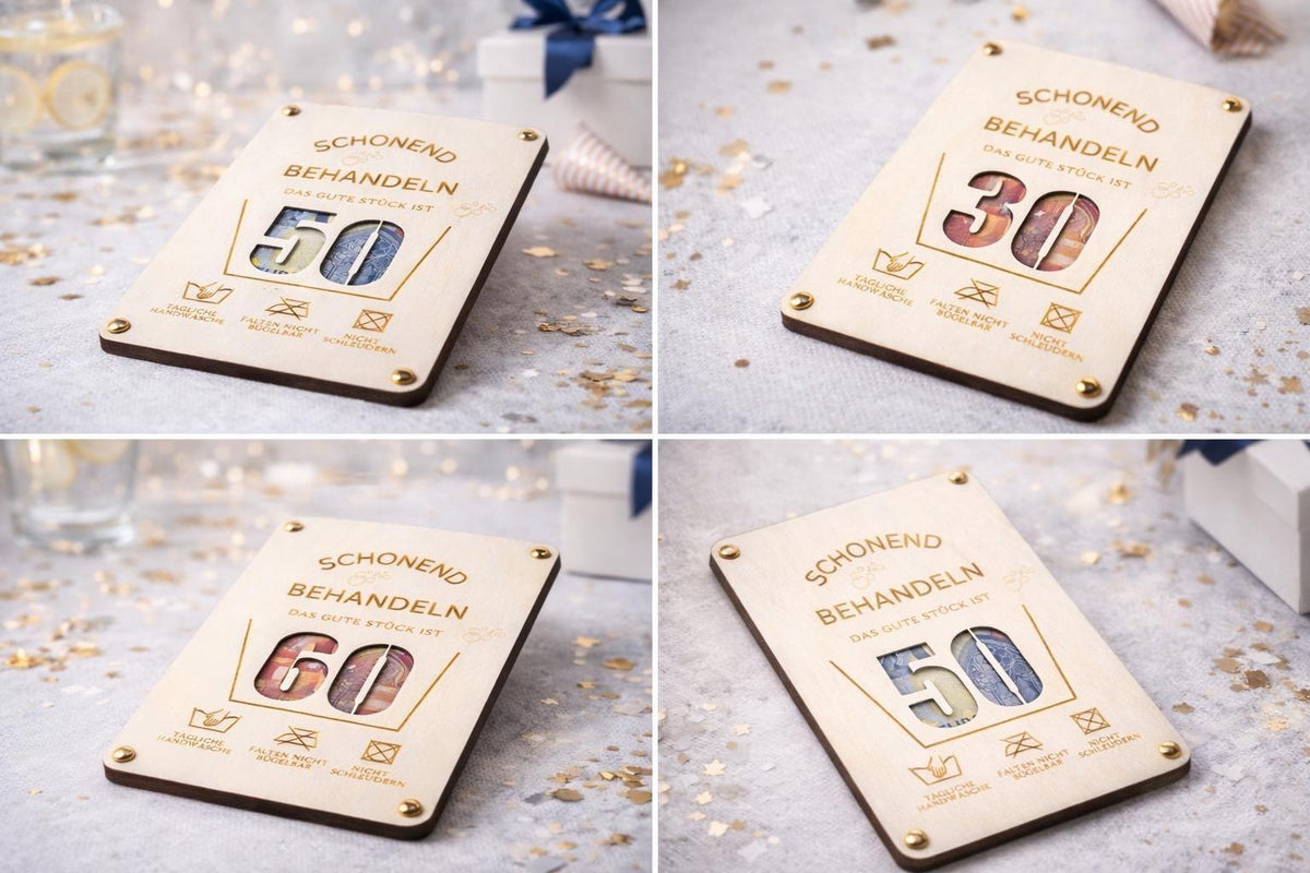 Witzige Geschenkidee – Holzschild mit Zahl 50 als personalisiertes Geburtstagsgeschenk