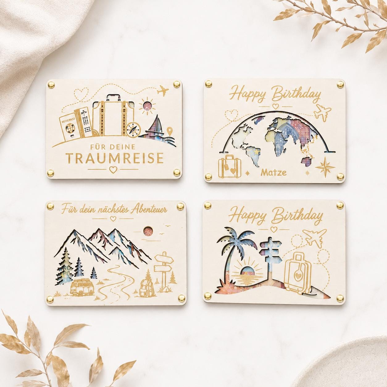 Personalisiertes Holz Geldgeschenk für Reisende als Geburtstagsgeschenk oder Urlaubsgeld Geschenk