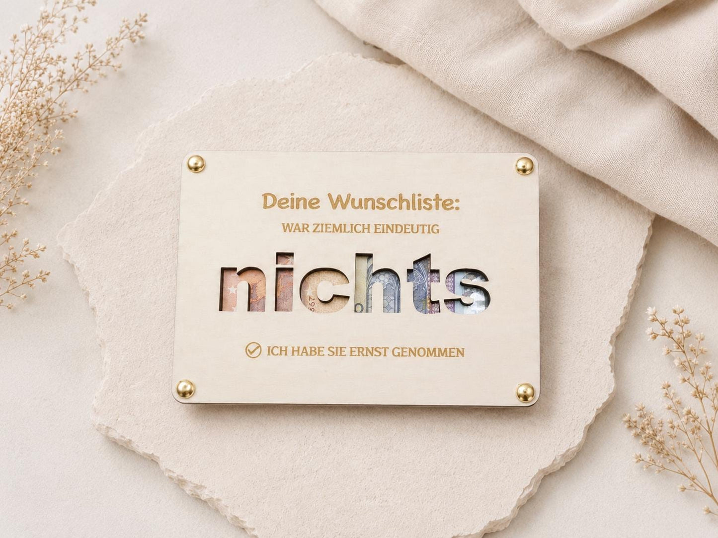 Geldgeschenk Geburtstag mit Motiv Deine Wunschliste war ziemlich eindeutig nichts als originelle Geldverpackung