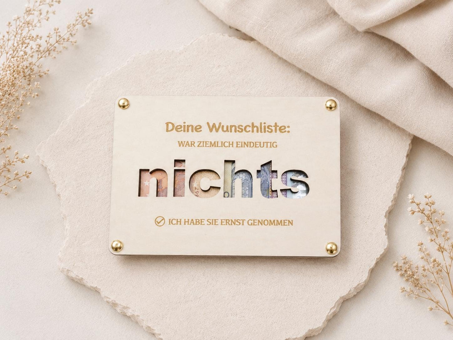 Geldgeschenk Geburtstag mit Motiv Deine Wunschliste war ziemlich eindeutig nichts als originelle Geldverpackung
