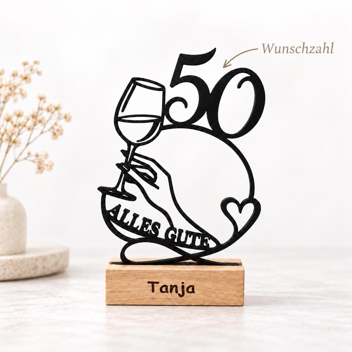 Geburtstagsdeko „Alles Gute“ mit Wunschzahl – Beispiel 50