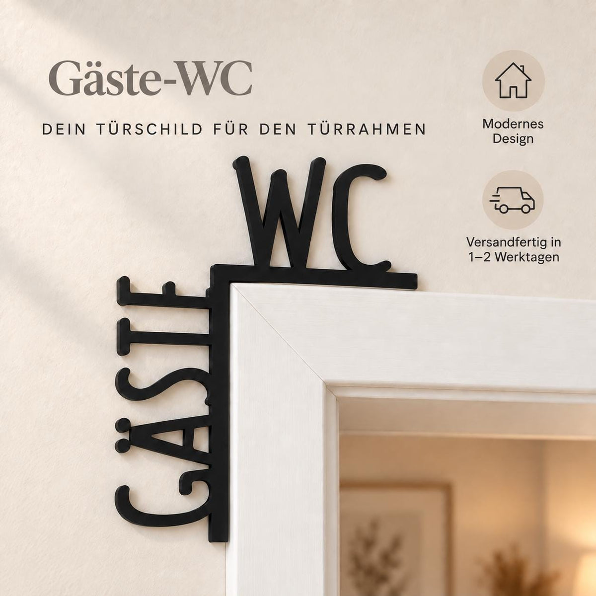 Türschild Gäste-WC für den Türrahmen