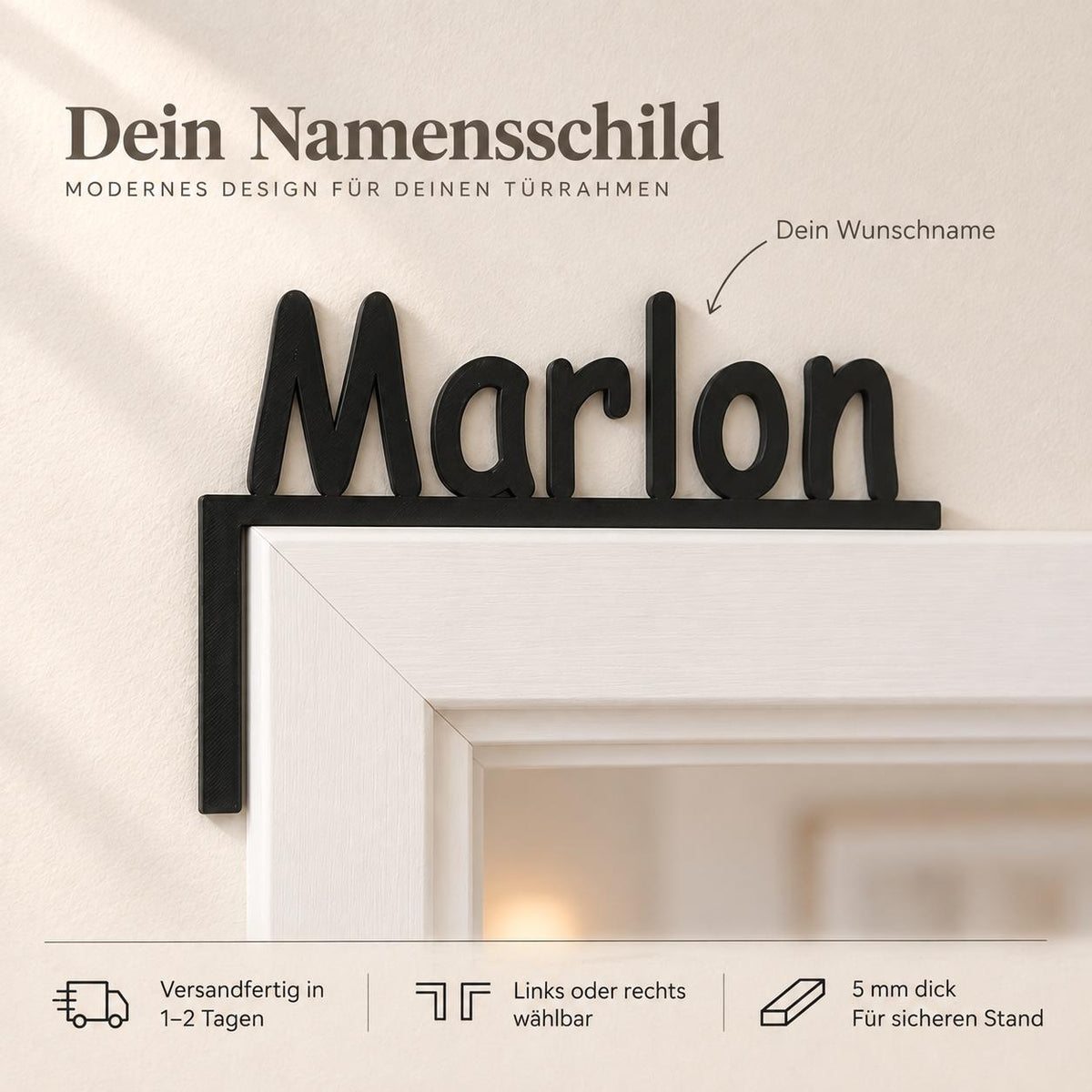 Türschild mit Namen für den Türrahmen
