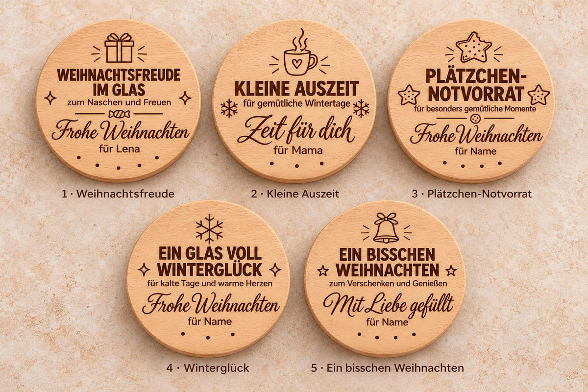 Weihnachtsglas mit Namen – 5 Motive