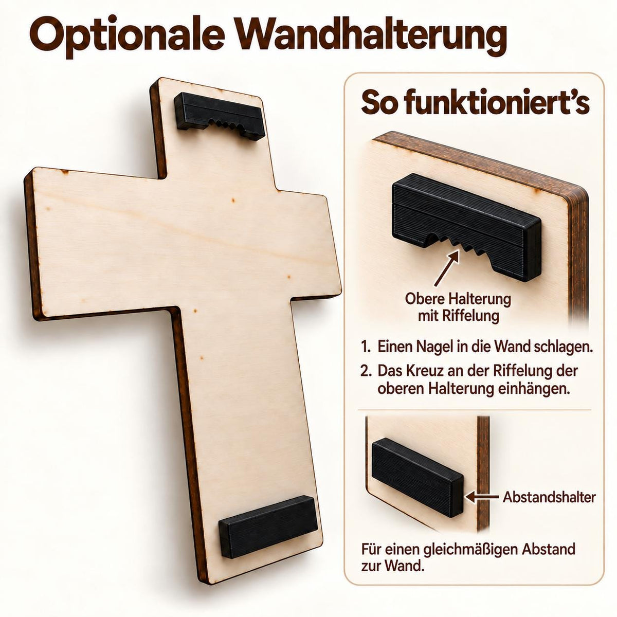 Taufkreuz mit Taufspruch & farbigem Namen