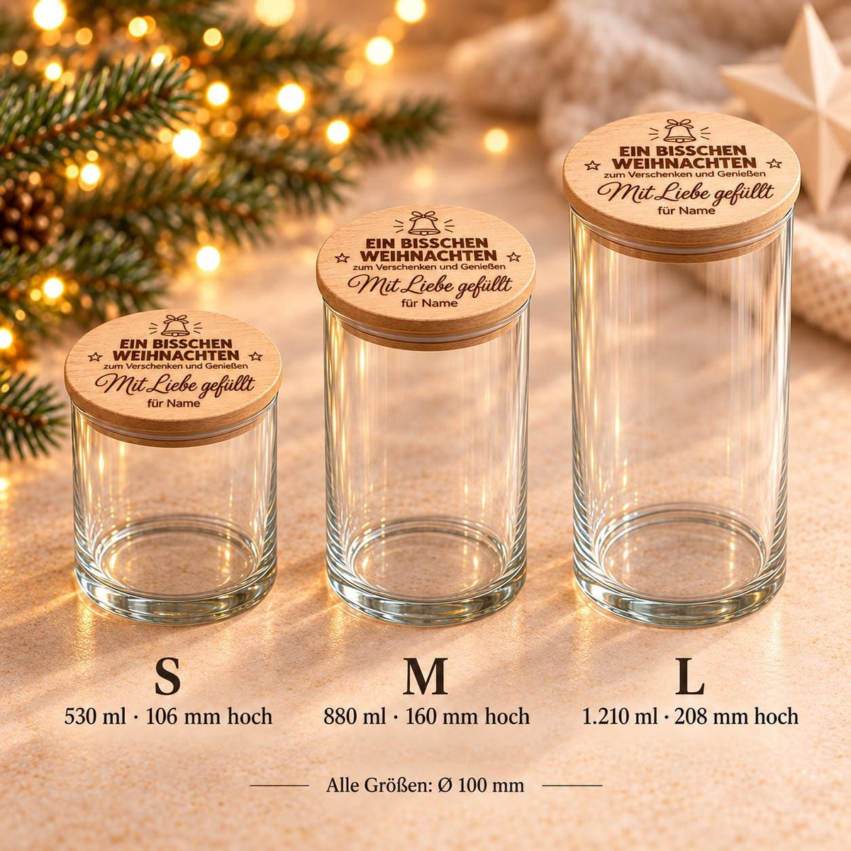 Weihnachtsglas mit Namen – 5 Motive