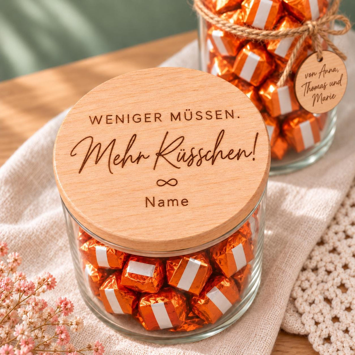 Vorratsglas zur Rente „Mehr Küsschen“