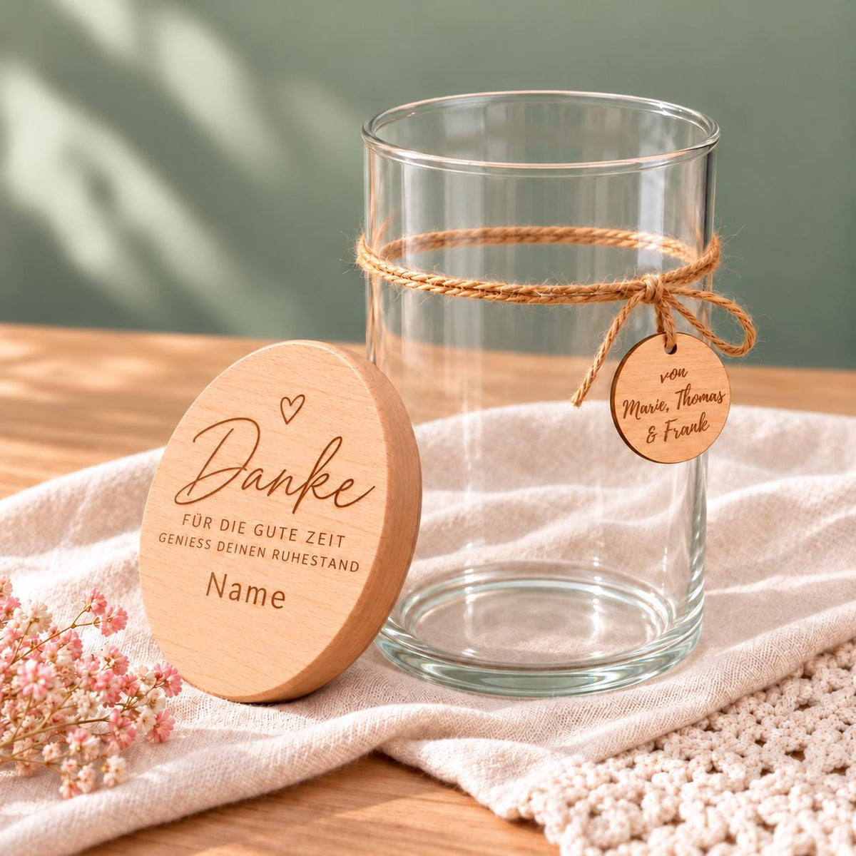 Vorratsglas zur Rente „Danke für die gute Zeit“