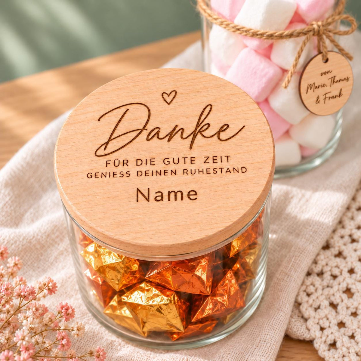 Vorratsglas zur Rente „Danke für die gute Zeit“