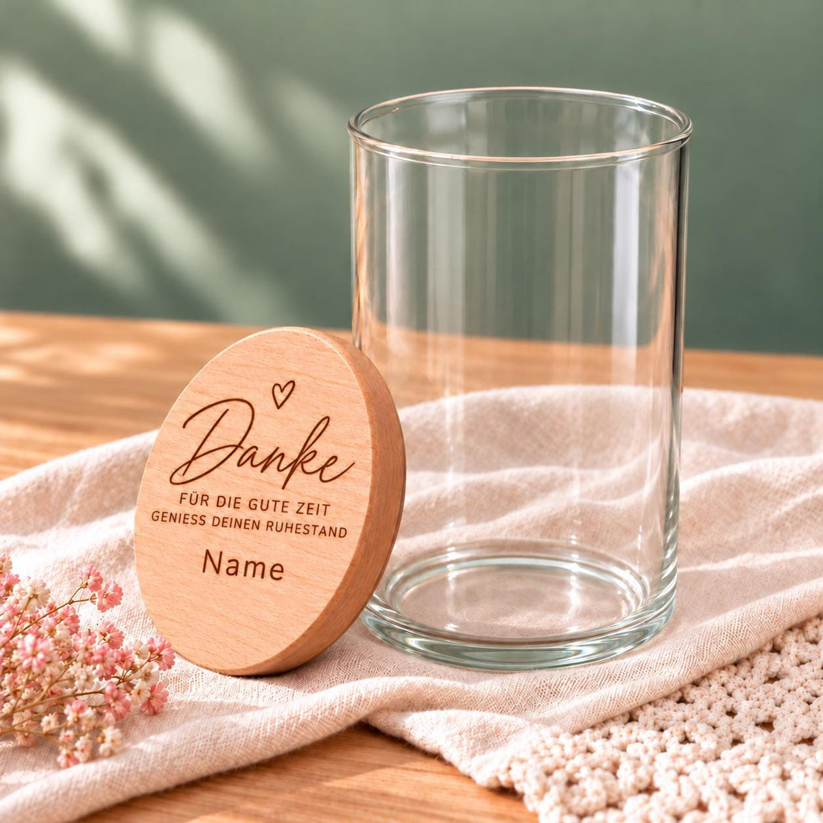 Vorratsglas zur Rente „Danke für die gute Zeit“