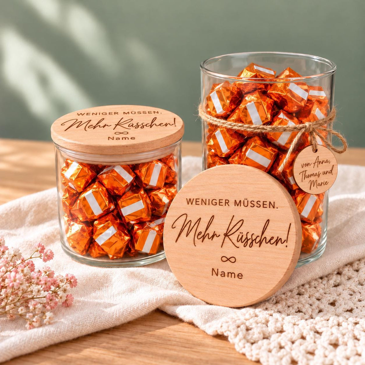 Vorratsglas zur Rente „Mehr Küsschen“
