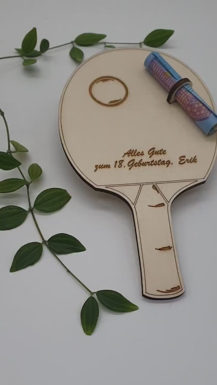 Personalisierbarer Tischtennisschläger aus Holz | Geldgeschenk personalisiert